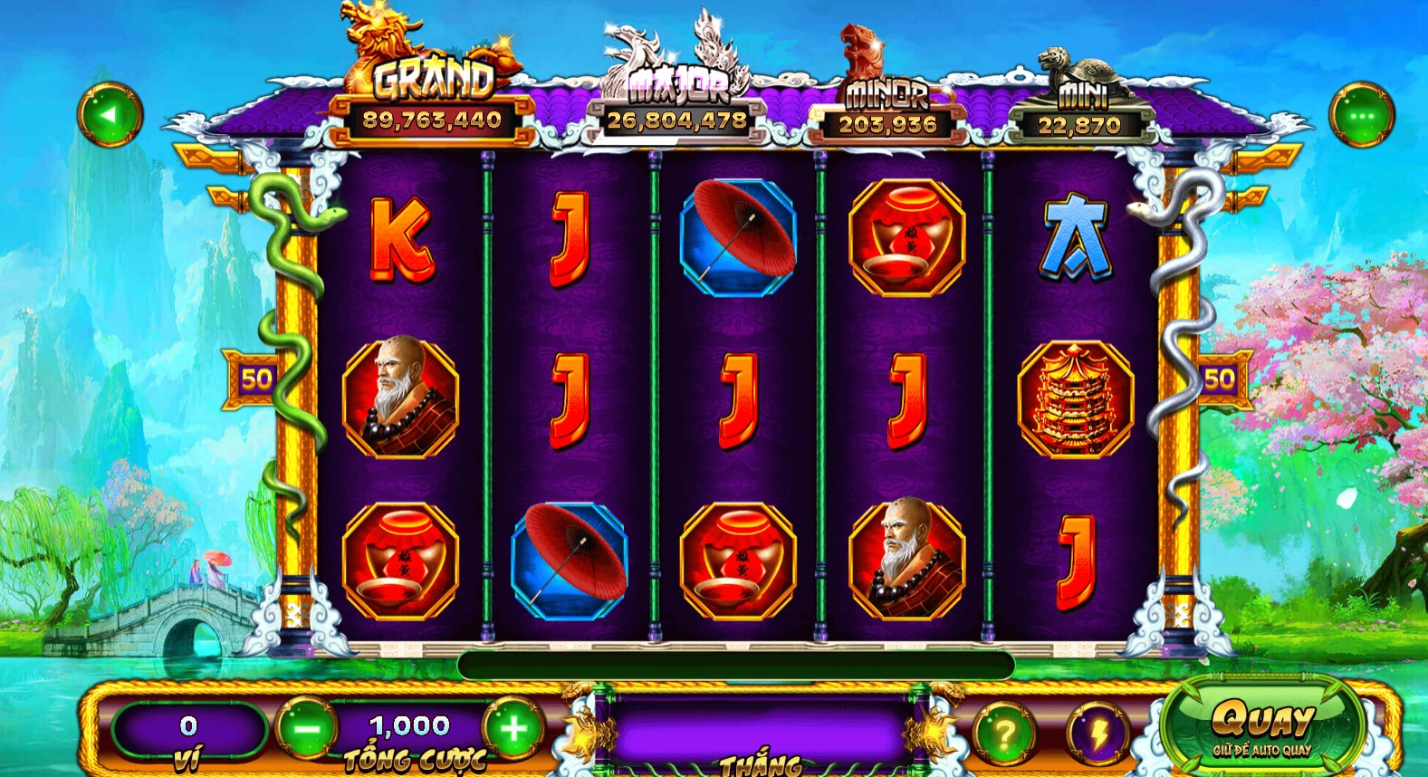 Nổ Hũ Thanh Xà Bạch Xà: Quay slot King88 – Săn thưởng cực đã 1 Giao diện game slot Thanh Xà Bạch Xà