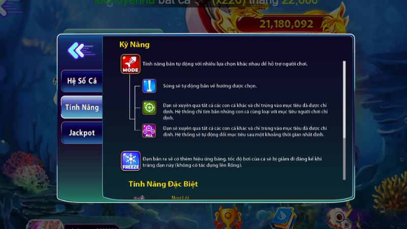 Vua Bắn Cá King88 - Khám phá Gameplay & Chinh phục Hũ Rồng cực khủng 2 Các kỹ năng bắn hỗ trợ trong game Vua Bắn Cá King88